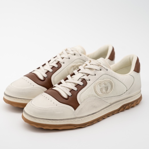 size 11.5G - Gucci MAC80 Sneaker Off White Brown Leather GG